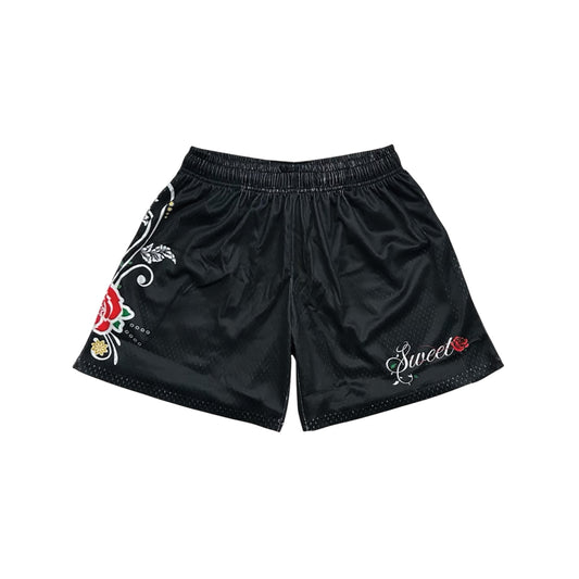 Cursive Rose Shorts (Black)