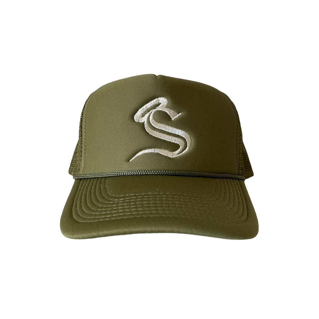 Old English S Trucker (Olive Green)
